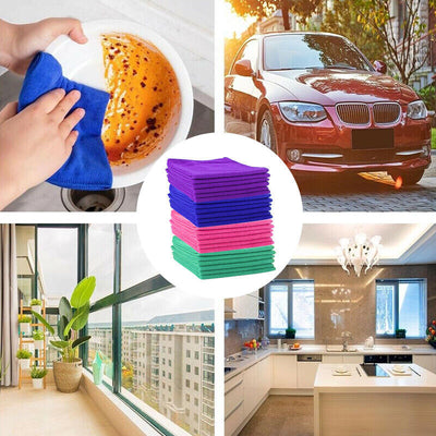 24Pc Microfibre Cloths Home Kitchen Cleaning & Car Detailing Cloths Duster Towel